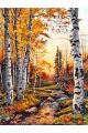 Алмазная мозаика без подрамника «Золотая осень» 25x20 см, 34 цветов