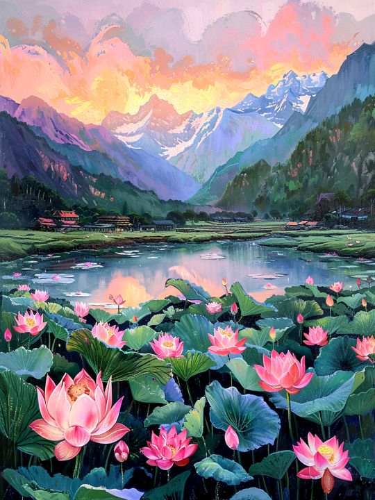 Алмазная мозаика без подрамника «Озеро» 25x20 см