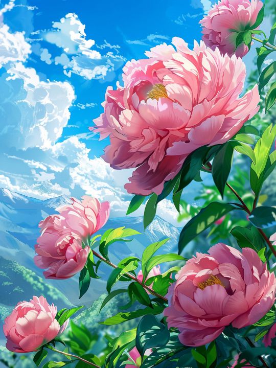 Алмазная мозаика без подрамника «Пионы» 25x20 см, 40 цветов