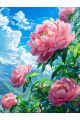 Алмазная мозаика без подрамника «Пионы» 25x20 см, 40 цветов