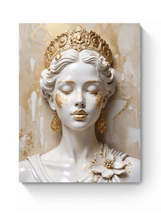 Картина интерьерная на подрамнике «Скульптура девушка в золоте» холст 40 x 30 см