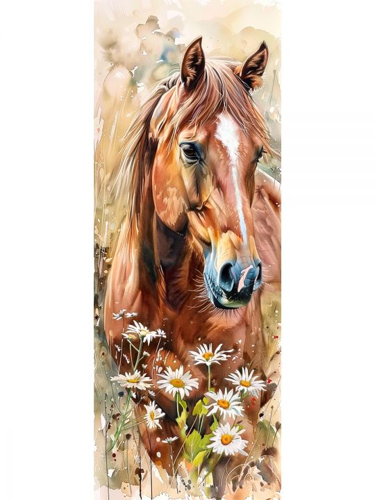Алмазная мозаика без подрамника «Лошади» 100x35 см, 50 цветов