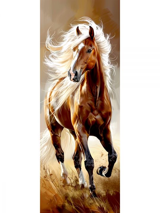 Алмазная мозаика без подрамника «Лошади» 50x17 см, 40 цветов