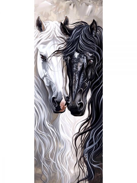 Алмазная мозаика без подрамника «Лошади» 50x17 см, 32 цветов