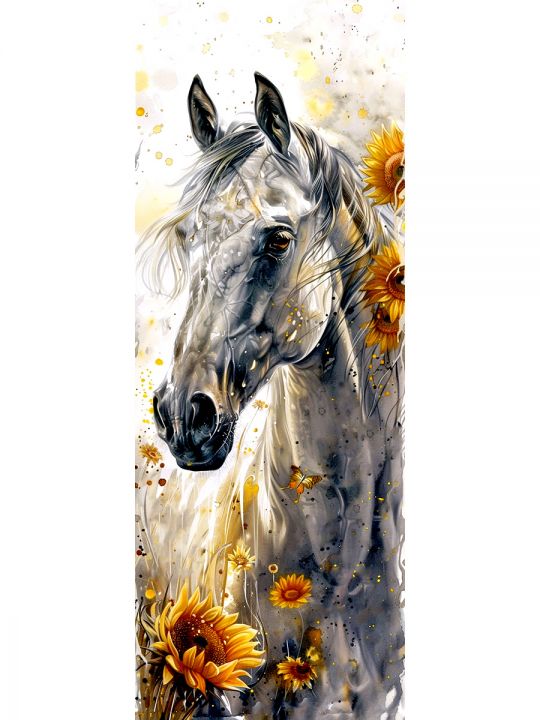 Алмазная мозаика на подрамнике «Лошади» 40x14 см, 29 цветов