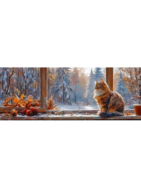 Алмазная мозаика без подрамника «Коты и собаки» 100x35 см