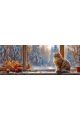 Алмазная мозаика без подрамника «Коты и собаки» 100x35 см