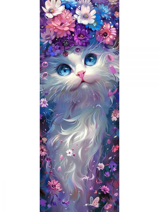 Алмазная мозаика без подрамника «Коты и собаки» 100x35 см, 50 цветов
