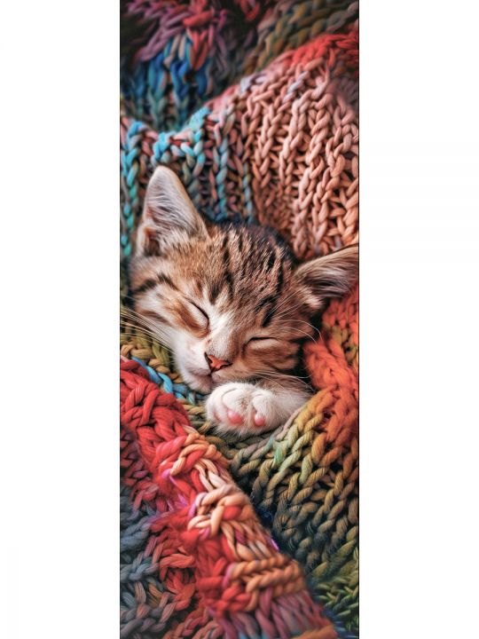 Алмазная мозаика без подрамника «Коты и собаки» 100x35 см