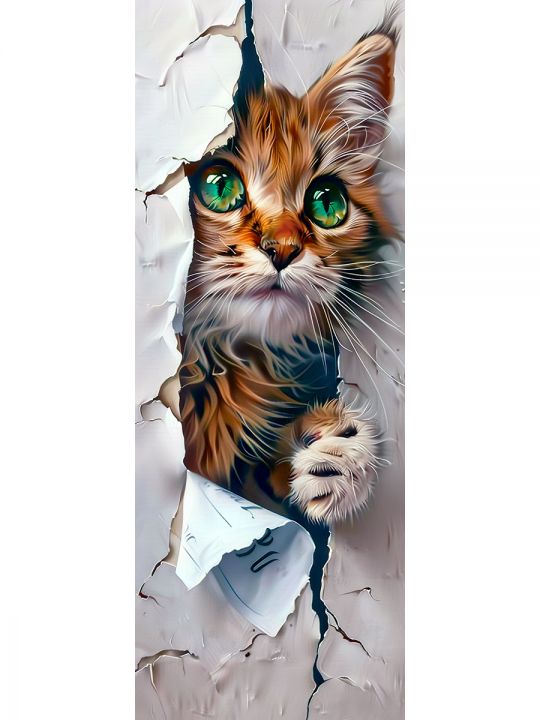 Алмазная мозаика без подрамника «Коты и собаки» 100x35 см, 50 цветов