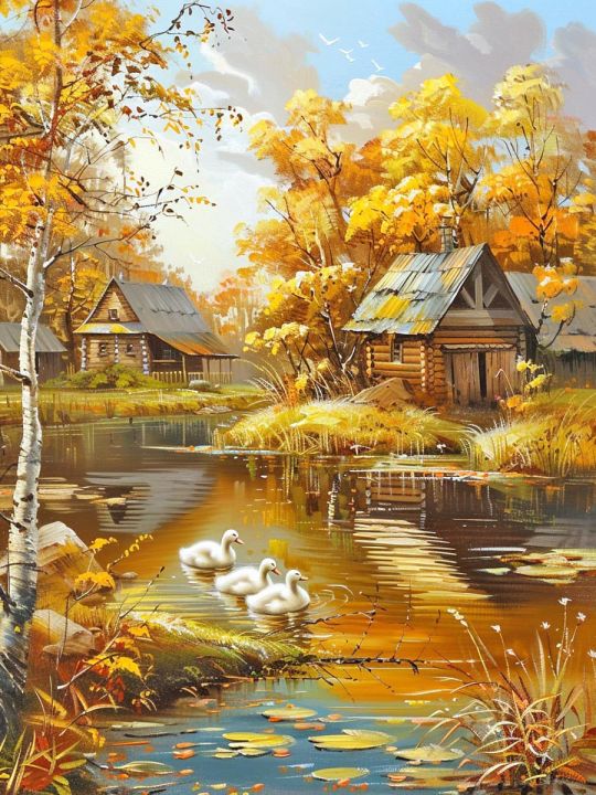 Алмазная мозаика без подрамника «Лето в деревне» 25x20 см, 36 цветов