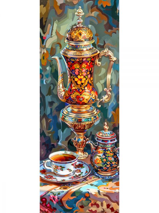 Алмазная мозаика без подрамника «Чаепите» 100x35 см