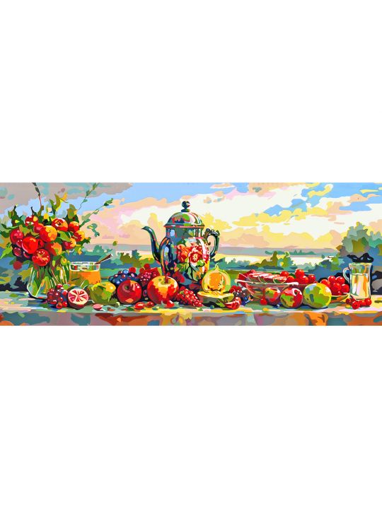 Алмазная мозаика без подрамника «Чаепите» 100x35 см