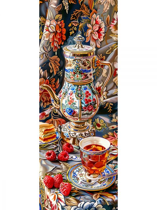 Алмазная мозаика без подрамника «Чаепите» 90x30 см, 50 цветов