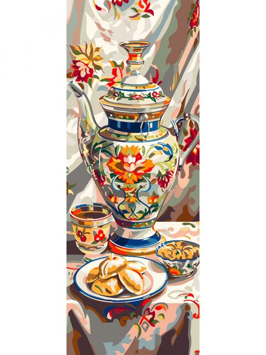 Алмазная мозаика без подрамника «Чаепите» 50x17 см, 50 цветов