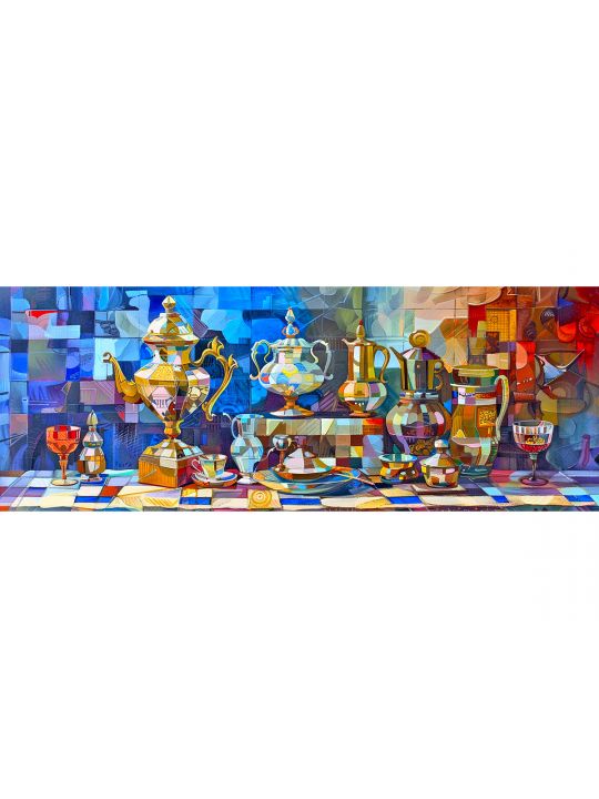 Алмазная мозаика без подрамника «Чаепите» 50x17 см, 50 цветов