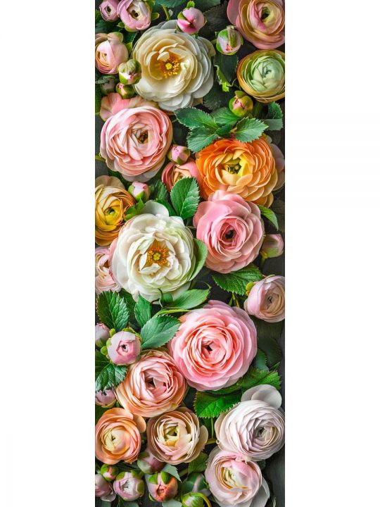 Алмазная мозаика без подрамника «Цветы» 100x35 см, 50 цветов