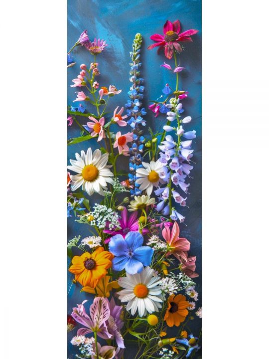 Алмазная мозаика без подрамника «Цветы» 100x35 см, 39 цветов