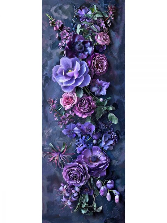 Алмазная мозаика без подрамника «Цветы» 100x35 см, 50 цветов