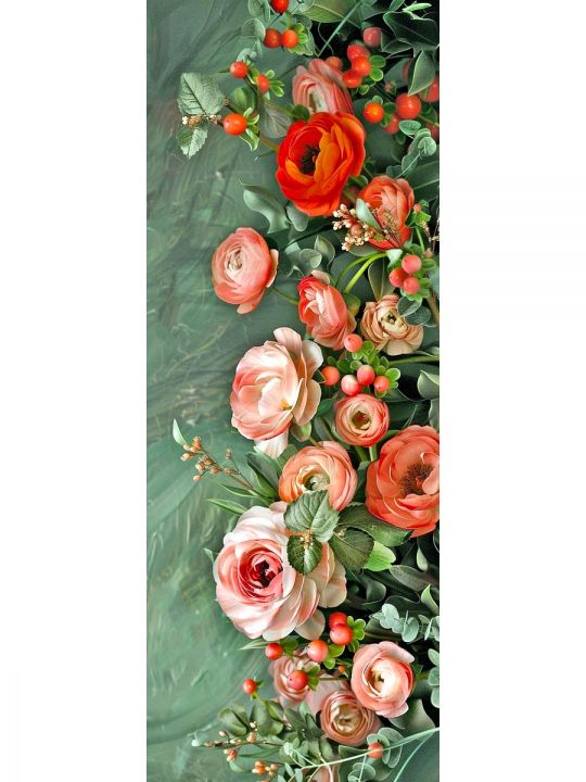 Алмазная мозаика без подрамника «Цветы» 100x35 см, 50 цветов