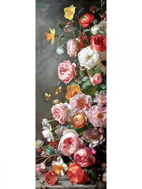 Алмазная мозаика без подрамника «Цветы» 100x35 см, 50 цветов
