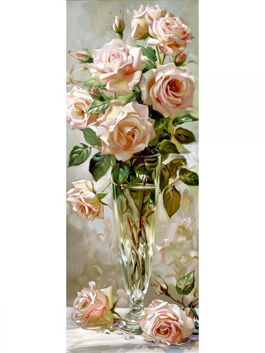 Алмазная мозаика без подрамника «Цветы» 100x35 см, 50 цветов