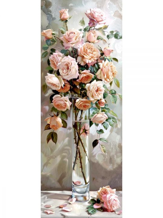 Алмазная мозаика без подрамника «Цветы» 100x35 см, 50 цветов
