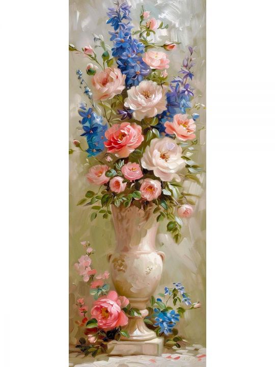 Алмазная мозаика без подрамника «Цветы» 100x35 см, 50 цветов