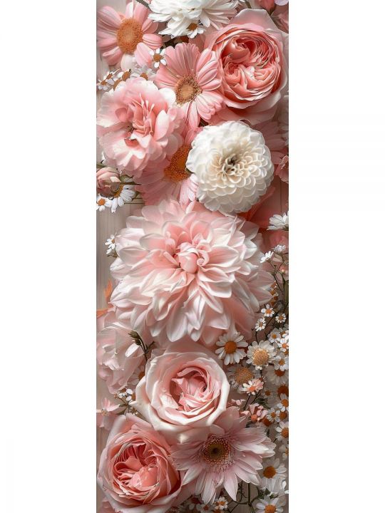Алмазная мозаика без подрамника «Цветы» 70x24 см, 50 цветов