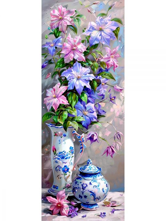 Алмазная мозаика без подрамника «Цветы» 70x24 см, 50 цветов