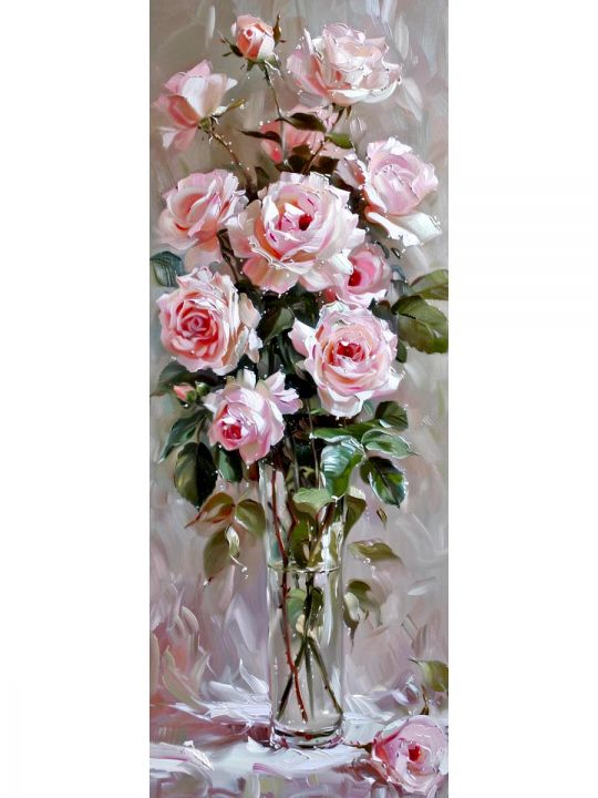 Алмазная мозаика без подрамника «Цветы» 70x24 см, 49 цветов