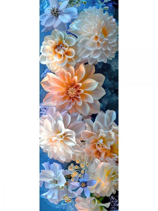 Алмазная мозаика без подрамника «Цветы» 50x17 см, 50 цветов