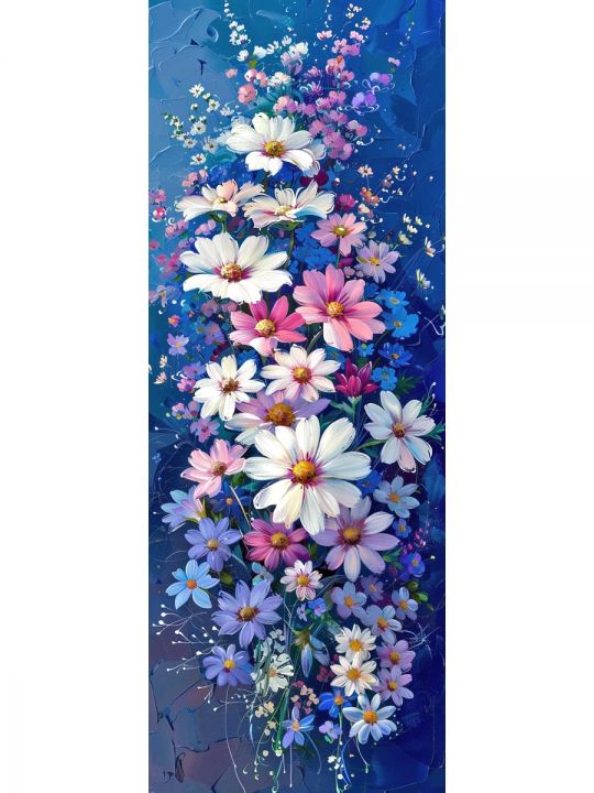 Алмазная мозаика без подрамника «Цветы» 50x17 см, 50 цветов