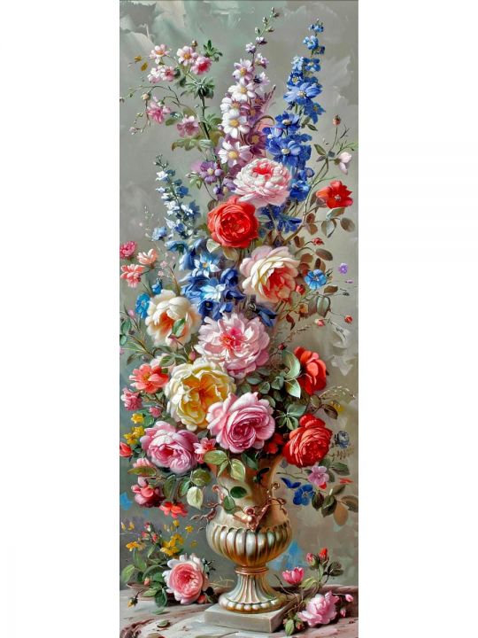 Алмазная мозаика без подрамника «Цветы» 50x17 см, 48 цветов