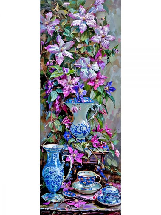 Алмазная мозаика на подрамнике «Цветы» 40x14 см, 40 цветов