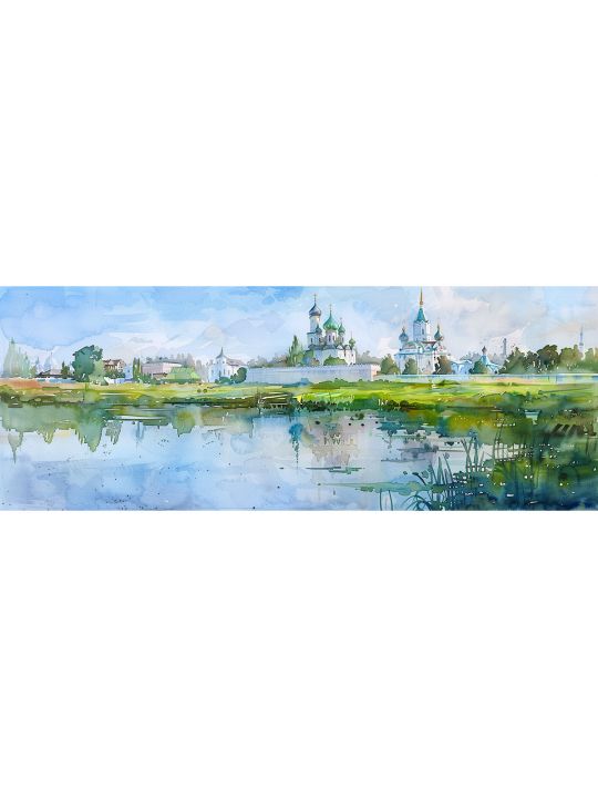 Алмазная мозаика без подрамника «Купола» 100x35 см