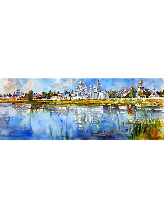 Алмазная мозаика без подрамника «Купола» 100x35 см, 48 цветов