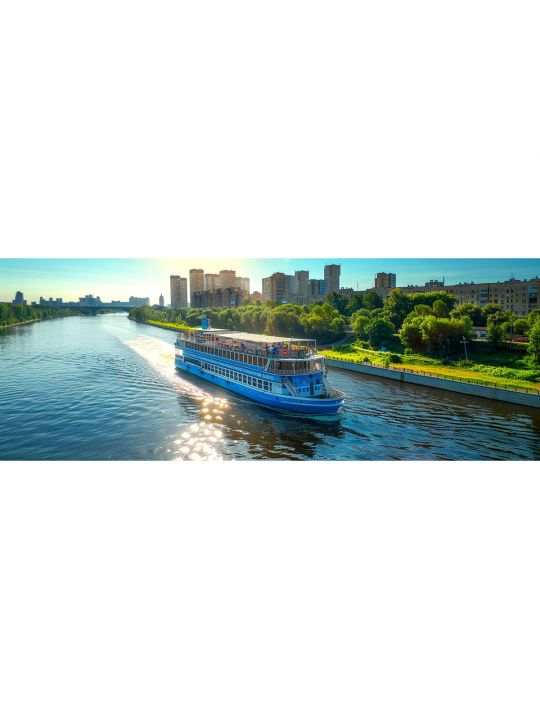 Алмазная мозаика без подрамника «Водный туризм» 100x35 см