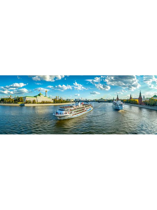 Алмазная мозаика без подрамника «Водный туризм» 100x35 см