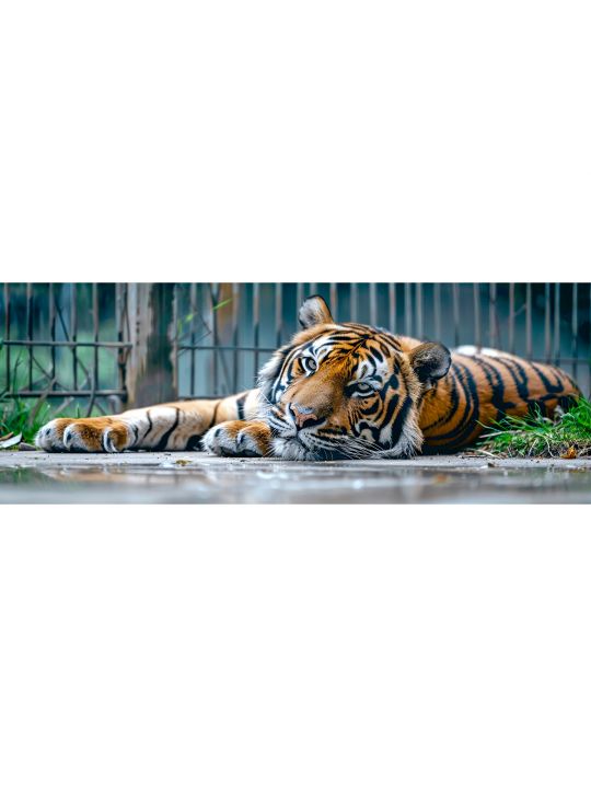 Алмазная мозаика без подрамника «Тигр» 100x35 см, 47 цветов