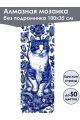 Алмазная мозаика без подрамника «Кот гжель» 100x35 см