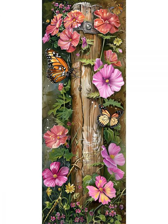 Алмазная мозаика без подрамника «Бабочки» 50x17 см, 49 цветов