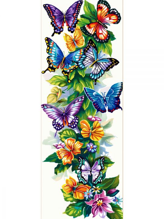 Алмазная мозаика без подрамника «Бабочки» 50x17 см, 49 цветов