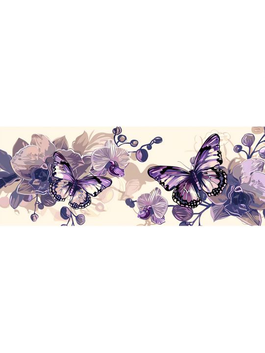 Алмазная мозаика без подрамника «Бабочки» 50x17 см, 48 цветов