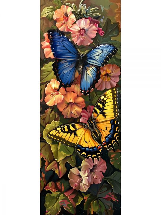 Алмазная мозаика без подрамника «Бабочки» 50x17 см, 48 цветов
