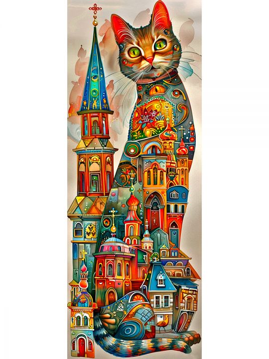 Алмазная мозаика без подрамника «Мурлыка» 100x35 см, 49 цветов