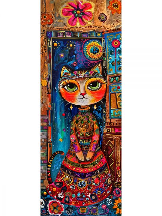 Алмазная мозаика без подрамника «Мурлыка» 70x24 см, 48 цветов