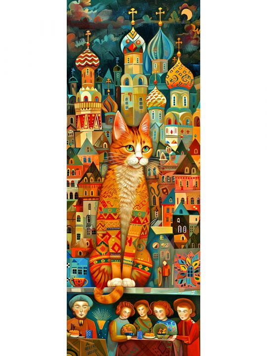 Алмазная мозаика без подрамника «Мурлыка» 70x24 см, 50 цветов