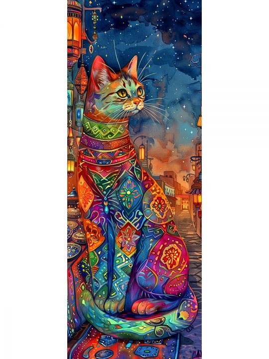 Алмазная мозаика без подрамника «Мурлыка» 50x17 см, 49 цветов
