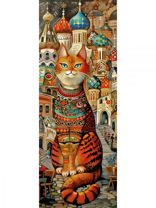 Алмазная мозаика без подрамника «Мурлыка» 50x17 см, 43 цветов